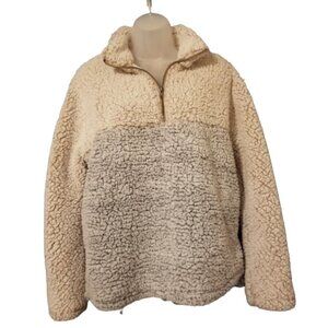 Thread & Supply Teddy Sherpa Fleece Quarter Zip Pullover Size S